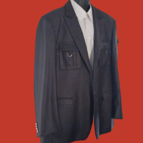 LANZINO UTILITARIAN Grey Blazer, XXL - Big & Tall - Picture 1 of 11